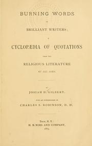 Cover of Burning words of brilliant writers by Josiah H. Gilbert