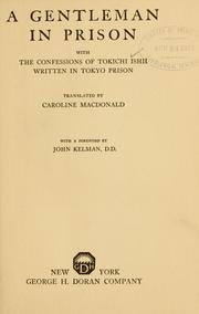 Front cover of A gentleman in prison by Tokichi Ishii