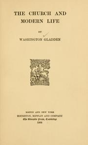 Front cover of The church and modern life by Washington Gladden