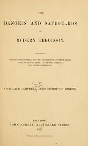 Front cover of The dangers and safeguards of modern theology by Tait, Archibald Campbell