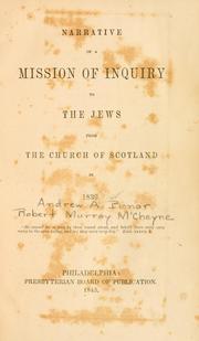 Front cover of Narrative of a mission of inquiry to the Jews from the Church of Scotland in 1839 by Andrew A. Bonar
