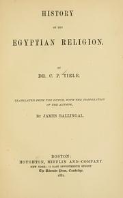 Cover of History of the Egyptian religion by Tiele, C. P.