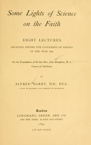 Front cover of Some lights of science on the faith by Barry, Alfred