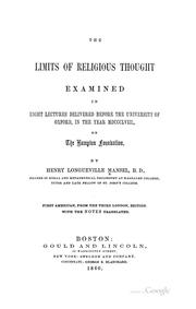 Front cover of The limits of religious thought by Henry Longueville Mansel