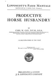Front cover of Productive horse husbandry by Gay, Carl Warren.