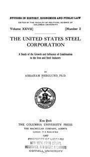 Front cover of The United States Steel Corporation by Abraham Berglund