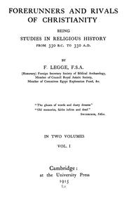 Front cover of Forerunners and rivals of Christianity by Francis Legge