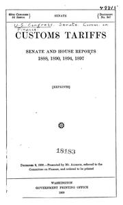 Cover of Customs tariffs by United States. Congress. Senate. Committee on Finance