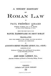 Front cover of Manuel élémentaire de droit romain by Paul Frédéric Girard