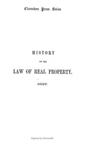 Front cover of An introduction to the history of the law of real property, with original authorities by Digby, Kenelm Edward Sir