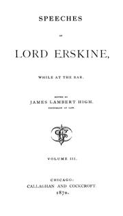 Cover of Speeches of Lord Erskine, while at the bar by Thomas Erskine
