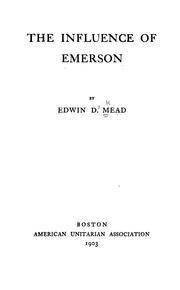 Front cover of The influence of Emerson by Edwin D. Mead
