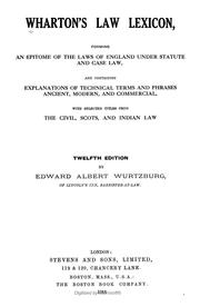 Front cover of Wharton's Law lexicon by J. J. S. Wharton