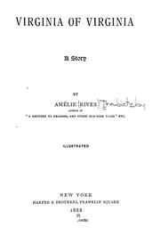 Cover of Virginia of Virginia by Amélie Rives Troubetzkoy