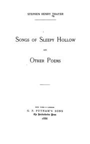 Front cover of Songs of Sleepy Hollow and other poems by Stephen Henry Thayer