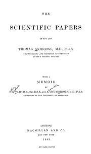 Front cover of The scientific papers of the late Thomas Andrews .. by Andrews, Thomas