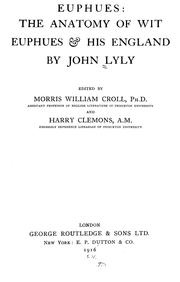 Front cover of Euphues the anatomy of wit by John Lyly