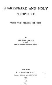 Cover of Shakespeare and Holy Scripture by Thomas Carter