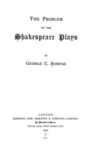 Front cover of The problem of the Shakespeare plays by George C. Bompas
