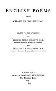 Front cover of English poems from Chaucer to Kipling by Thomas Marc Parrott