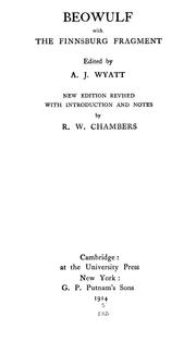 Cover of Beowulf, with the Finnsburg fragment by A. J. Wyatt