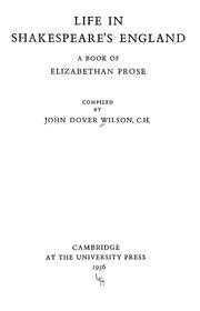 Front cover of Life in Shakespeare's England by Wilson, John Dover
