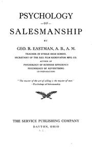 Cover of Psychology Of Salesmanship by George R. Eastman