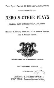 Front cover of Nero & other plays by Porter, Henry