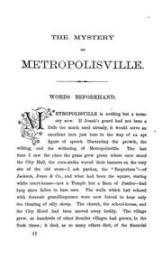 Front cover of The mystery of Metropolisville by Edward Eggleston