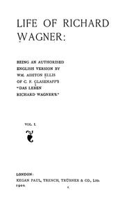 Front cover of Life of Richard Wagner by Carl Friedrich Glasenapp