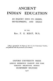 Front cover of Ancient Indian education by Frank Ernest Keay