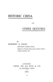Cover of Historic China, and other sketches by Herbert Allen Giles
