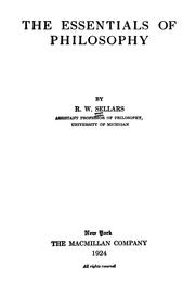 Cover of The essentials of philosophy by Roy Wood Sellars