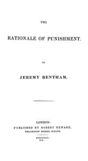 Front cover of The rationale of punishment by Jeremy Bentham