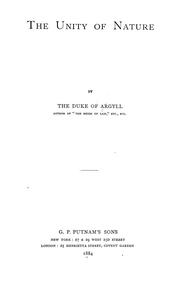 Front cover of The unity of nature by George Campbell