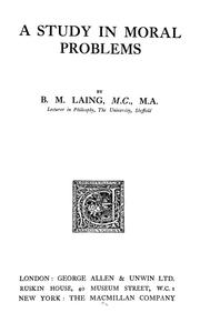 Cover of A study in moral problems by B. M. Laing