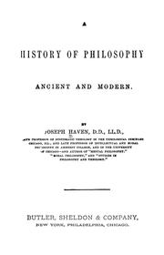 Front cover of A history of philosophy by Joseph Haven