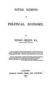 Front cover of Natural elements of political economy by Richard Jennings