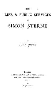 Front cover of The life & public services of Simon Sterne by John Foord