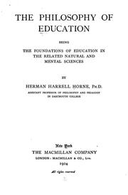 Cover of The philosophy of education by Herman Harrell Horne