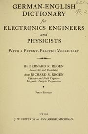 Front cover of German-English dictionary for electronics engineers and physicists by Bernard R. Regen
