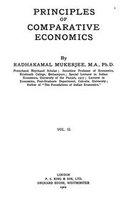 Cover of Principles of comparative economics by Mukerjee, Radhakamal