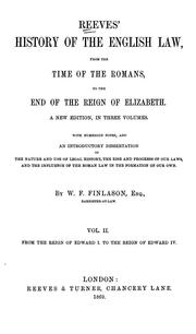 Front cover of History of the English law by Reeves, John
