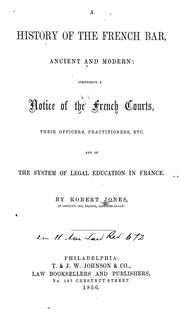 Cover of A history of the French bar by Jones, Robert