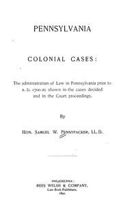 Front cover of Pennsylvania colonial cases by Samuel W. Pennypacker