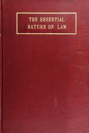 Front cover of The essential nature of law by William Sullivan Pattee
