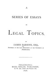 Cover of A series of essays on legal topics by Parsons, James