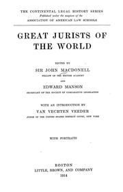 Front cover of Great jurists of the world by Macdonell, John Sir