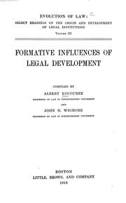 Front cover of Formative influences of legal development by Kocourek, Albert