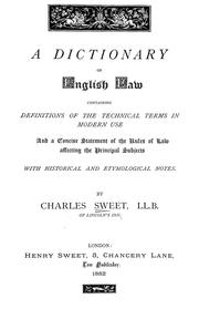 Front cover of A dictionary of English law by Charles Sweet